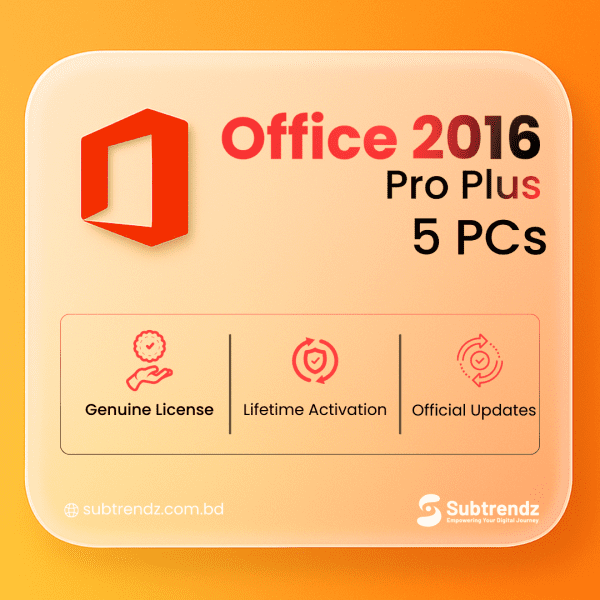 Microsoft Office 2016 Professional Plus – Lifetime Online Retail Key for 5 PCs (Windows)