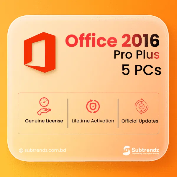 Microsoft Office 2016 Professional Plus – Lifetime Online Retail Key for 5 PCs (Windows)