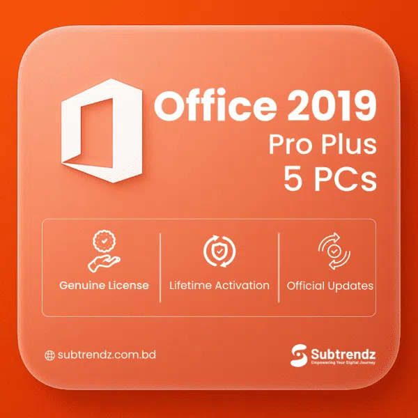 Microsoft Office 2019 Professional Plus – Lifetime Retail Online Key for 5 PCs