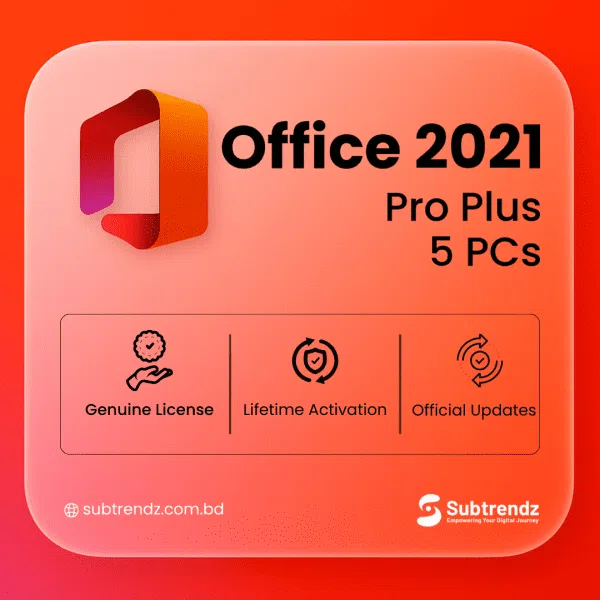 Microsoft Office 2021 Professional Plus – Lifetime Retail Online Key for 5 PCs (Windows)
