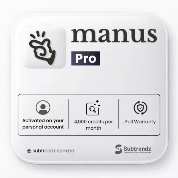 Manus AI Pro 12 Month Subscription | Annual Plan at Best Price in Bangladesh | Instant Activation
